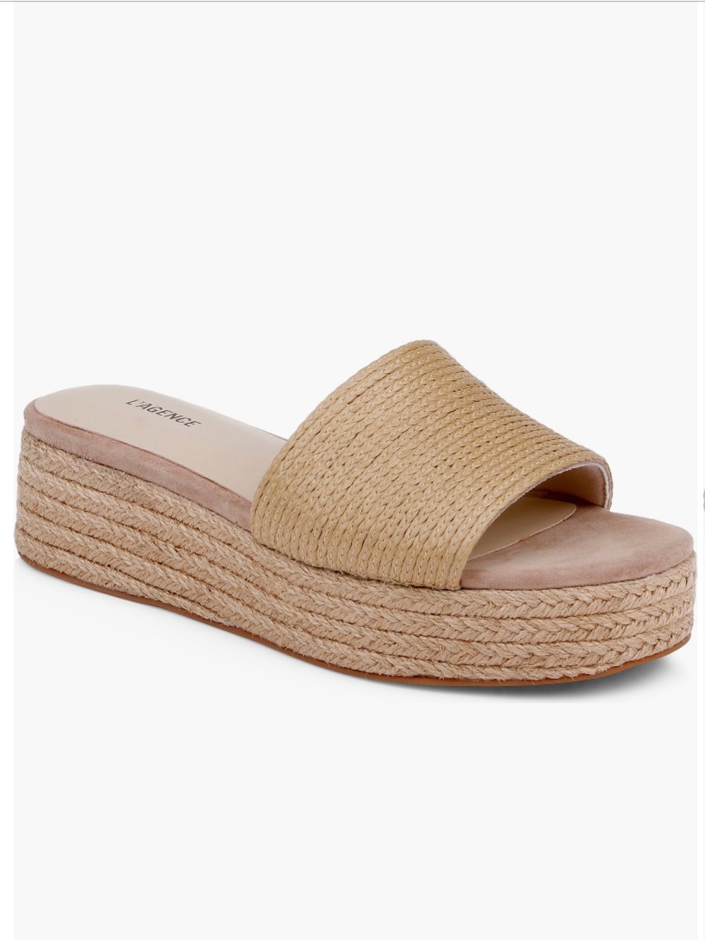 L’AGENCY Sandals Raffia Ramani II Espadrille Platform Wedge Slide Natu Rafi 6.5